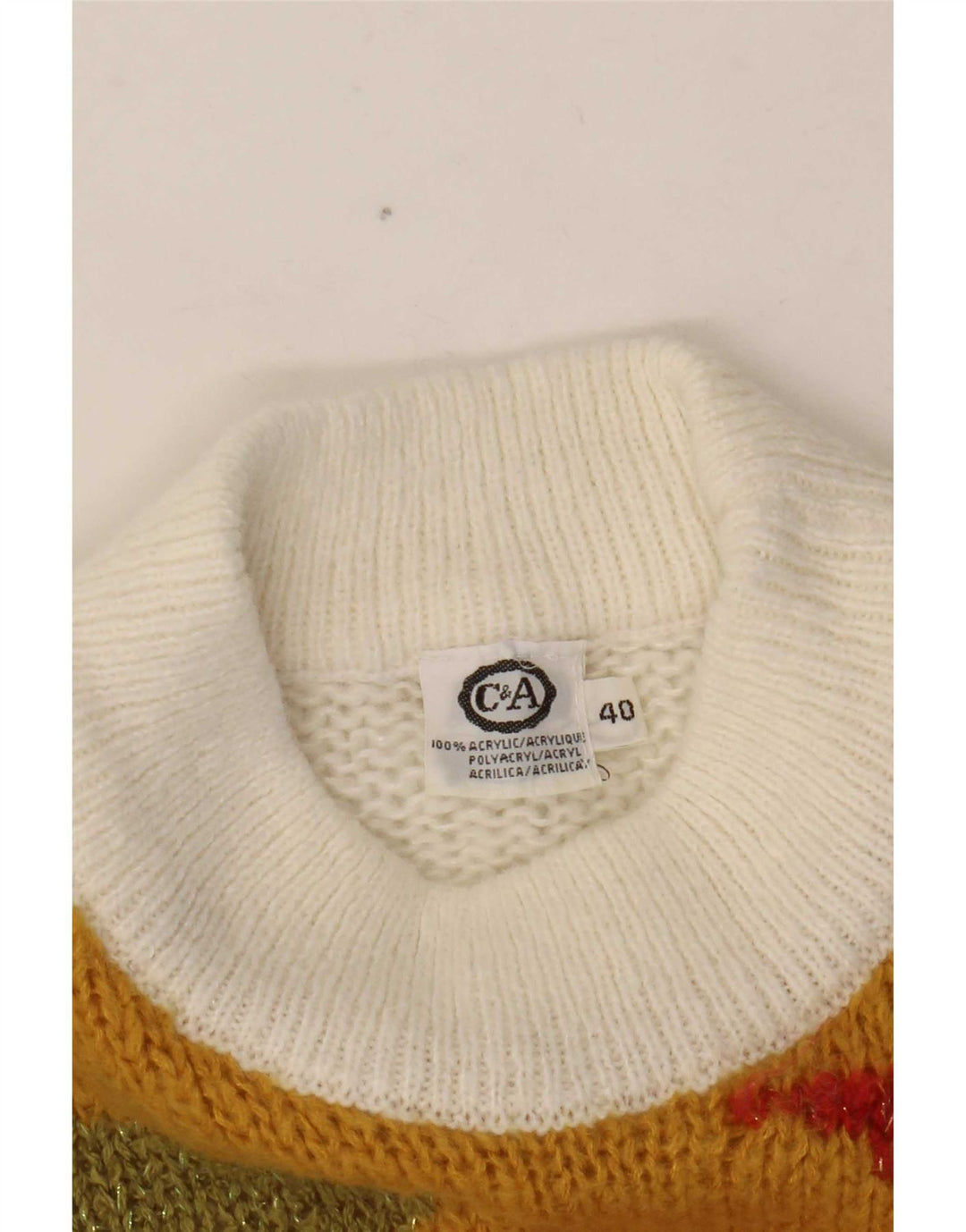 Suéter feminino C&A com gola tartaruga EU 40 bloco colorido branco médio