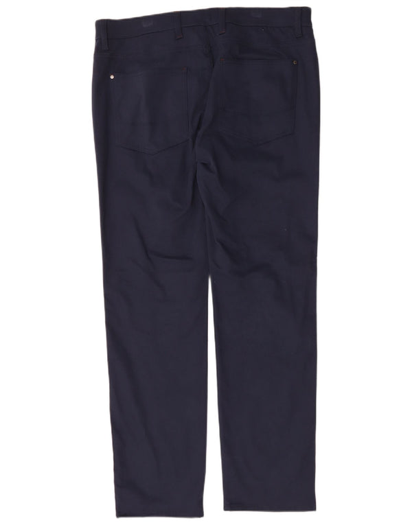 Calça masculina reta casual Ted Baker W36 L32 algodão azul marinho
