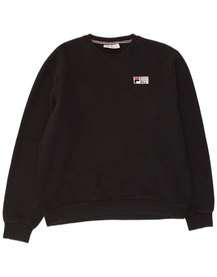 FILA Mens Graphic Moletom Jumper Médio Algodão Preto