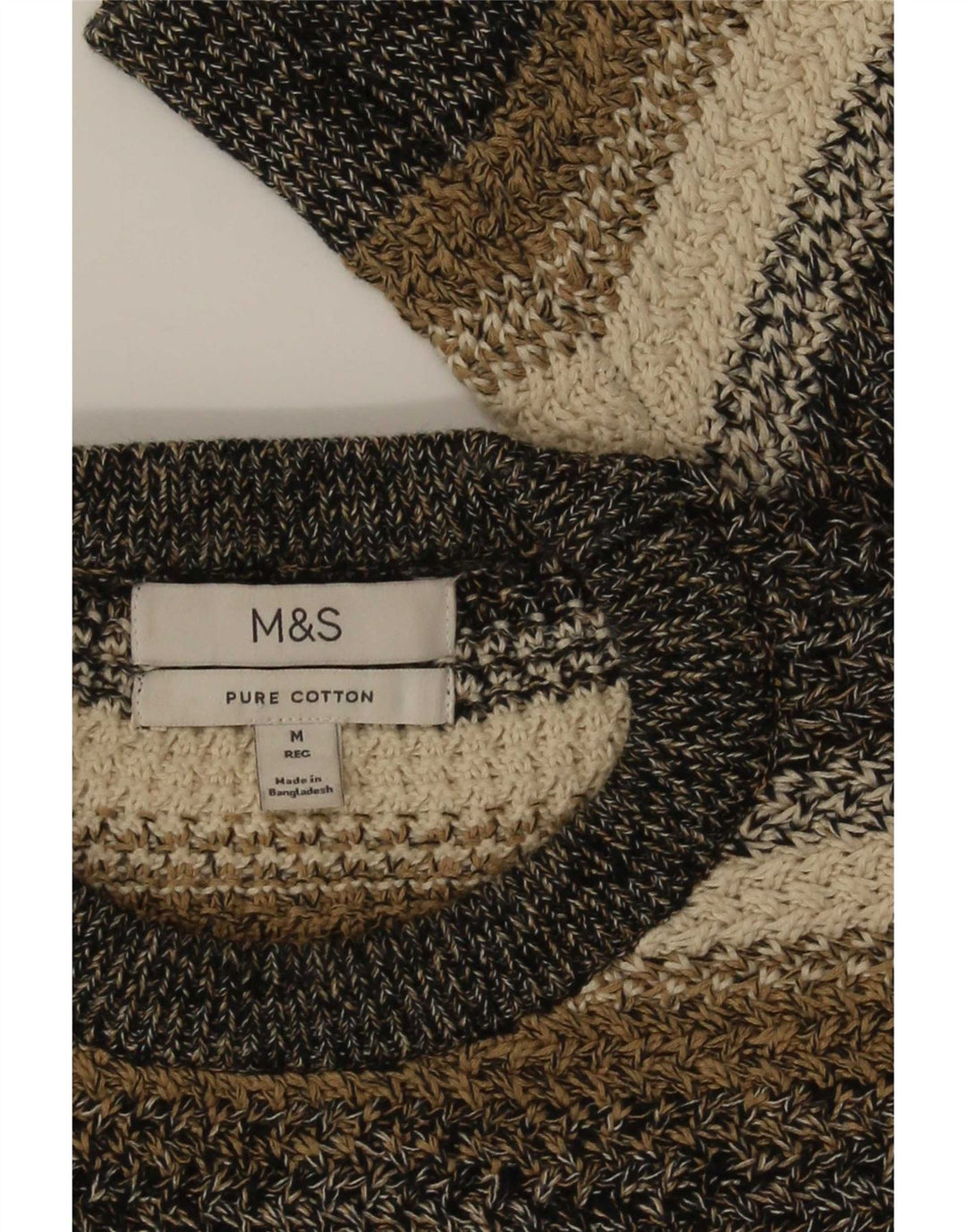 Suéter masculino Marks & Spencer com gola redonda listrado médio multicolorido