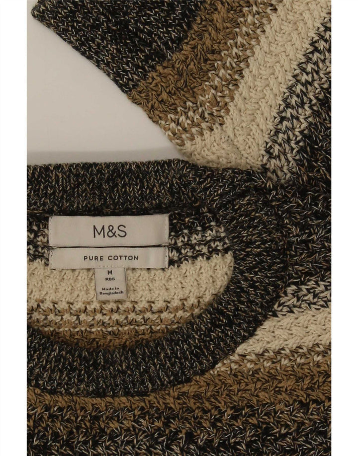 Suéter masculino Marks & Spencer com gola redonda listrado médio multicolorido