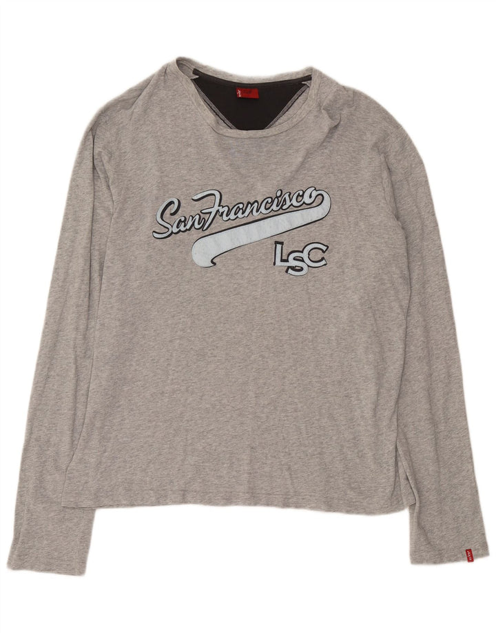 Top gráfico masculino Levi's manga comprida XL algodão cinza