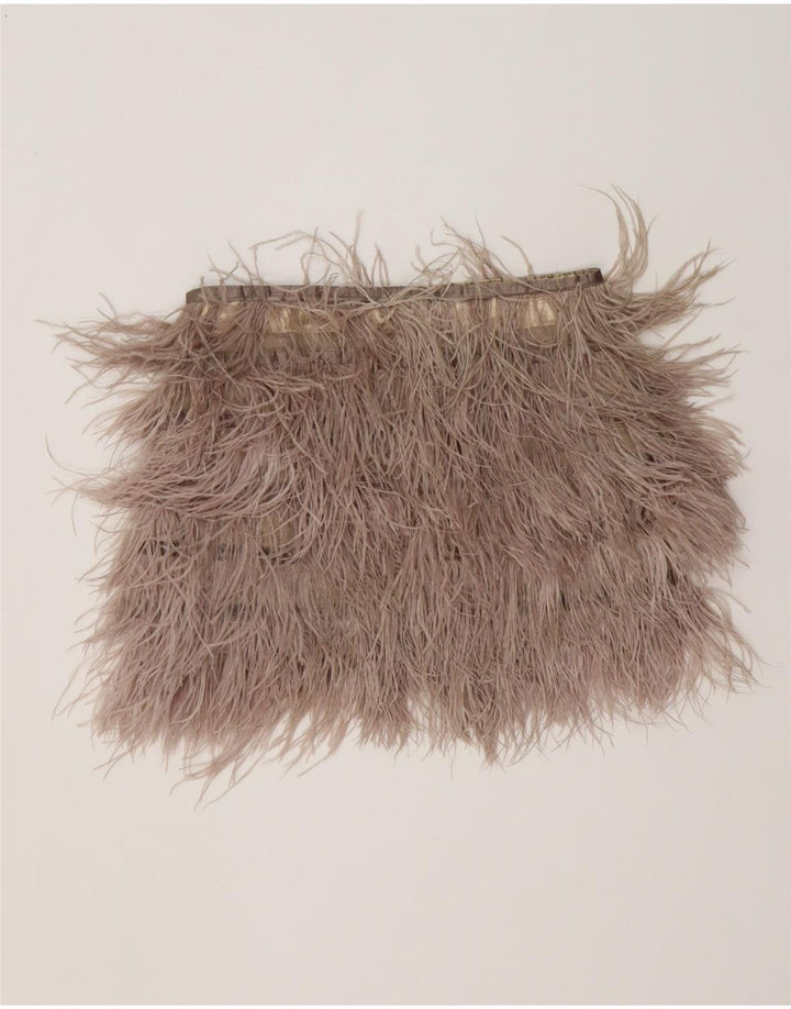 Mini saia feminina Topshop UK 10 pequena W30 poliéster marrom