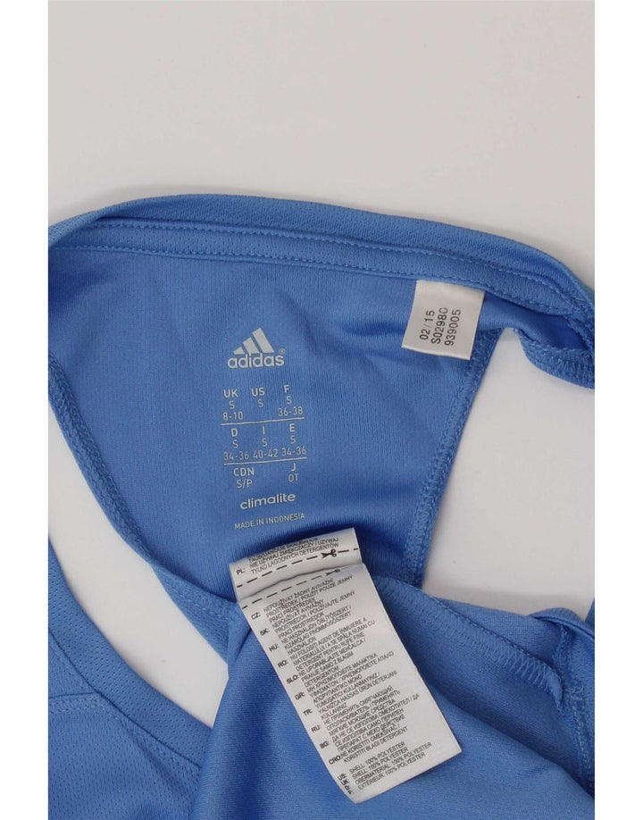 Adidas Womens Climalite Vest Top UK 8/10 Pequeno Azul Poliéster