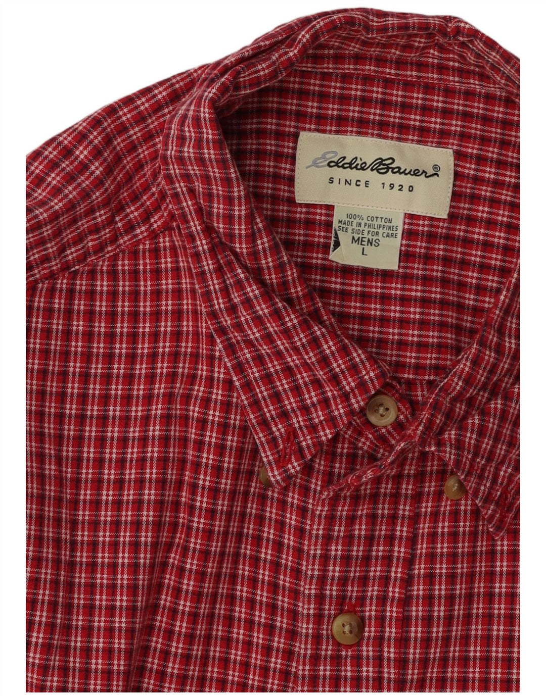EDDIE BAUER Camisa masculina de manga curta grande algodão vermelho guingão