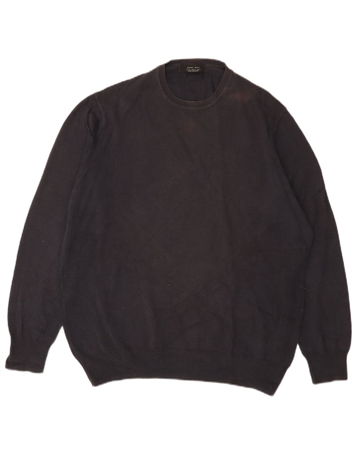 Zara Suéter masculino com gola redonda XL preto