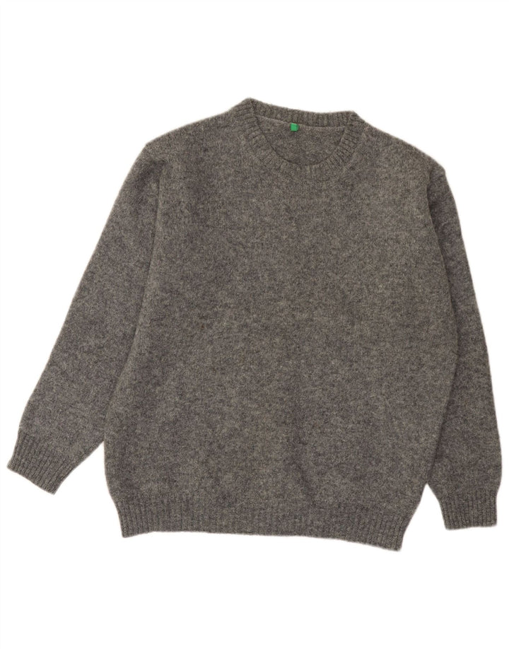 Suéter Benetton Boys com gola redonda 15-16 anos grande lã cinza