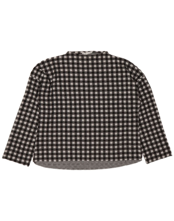 Zara Womens Trafaluc Oversized Top Manga Longa Reino Unido 10 Pequeno Preto Gingham
