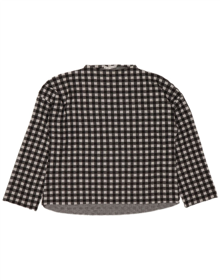 Zara Womens Trafaluc Oversized Top Manga Longa Reino Unido 10 Pequeno Preto Gingham