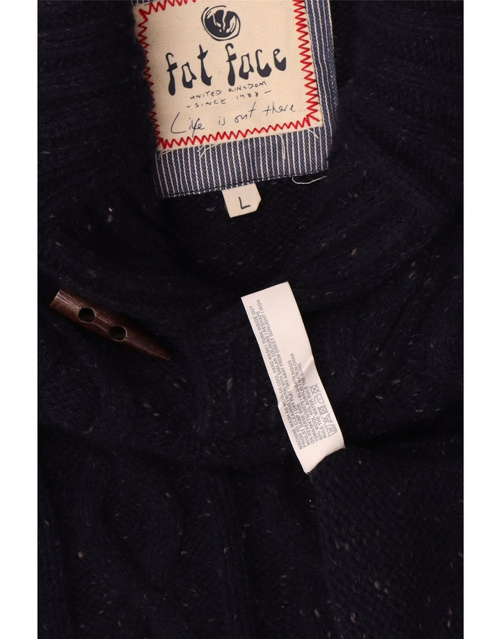 Suéter masculino Fat Face com gola xale e lã manchada azul marinho grande