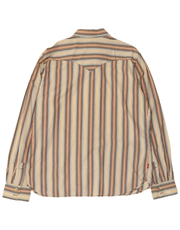Camisa masculina Levi's grande algodão listrado bege