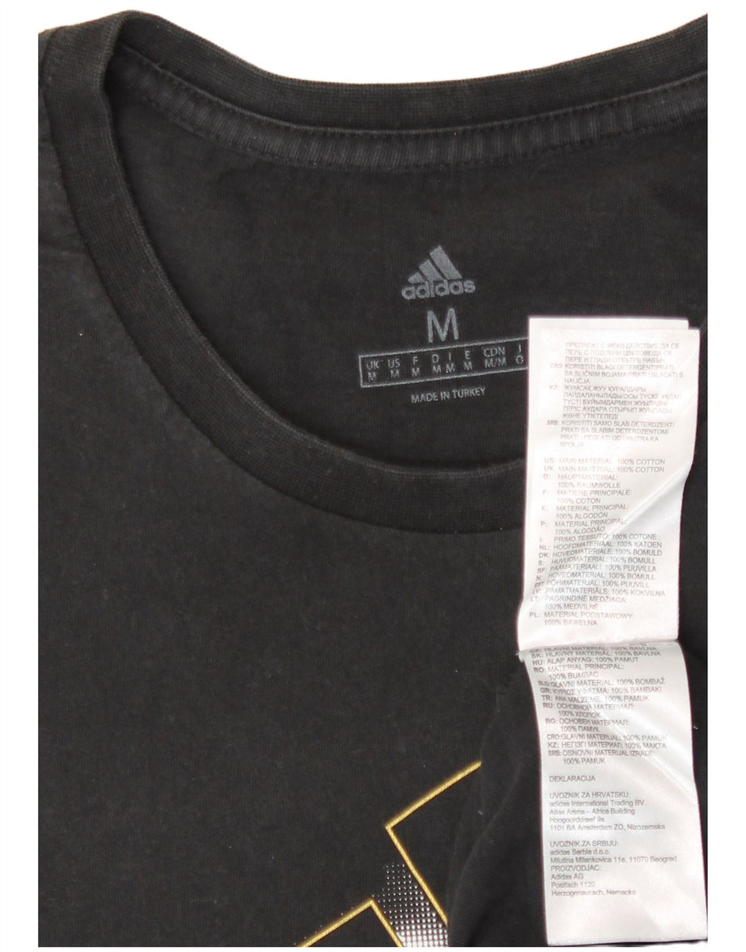 Adidas Mens Graphic T-Shirt Top Médio Algodão Preto