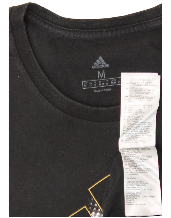 Adidas Mens Graphic T-Shirt Top Médio Algodão Preto