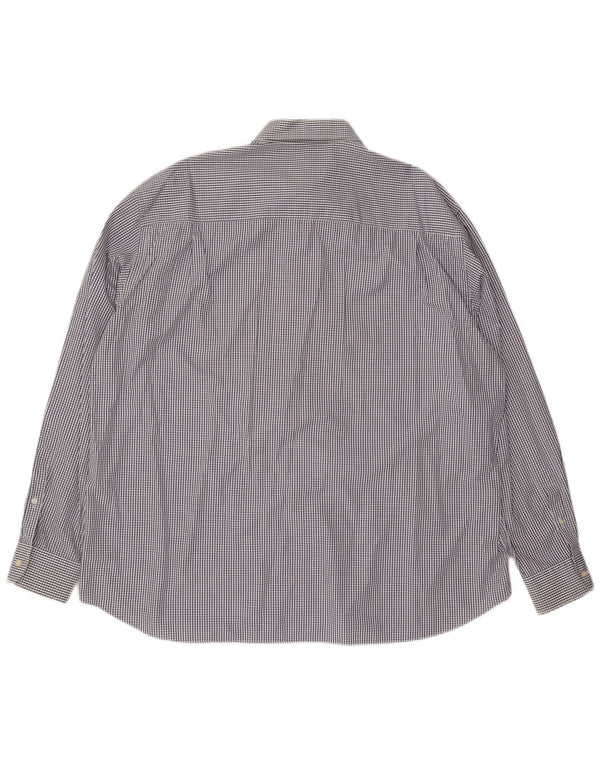 Camisa masculina de iate Paul & Shark tamanho 47 18 1/2 2XL algodão xadrez azul marinho