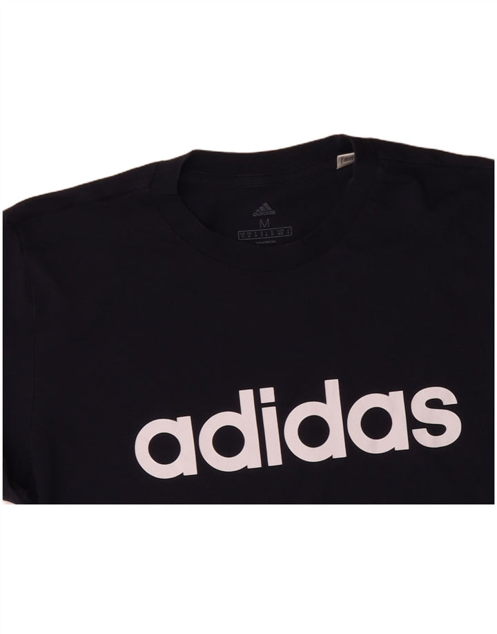 ADIDAS Camiseta masculina gráfica Top médio algodão azul marinho