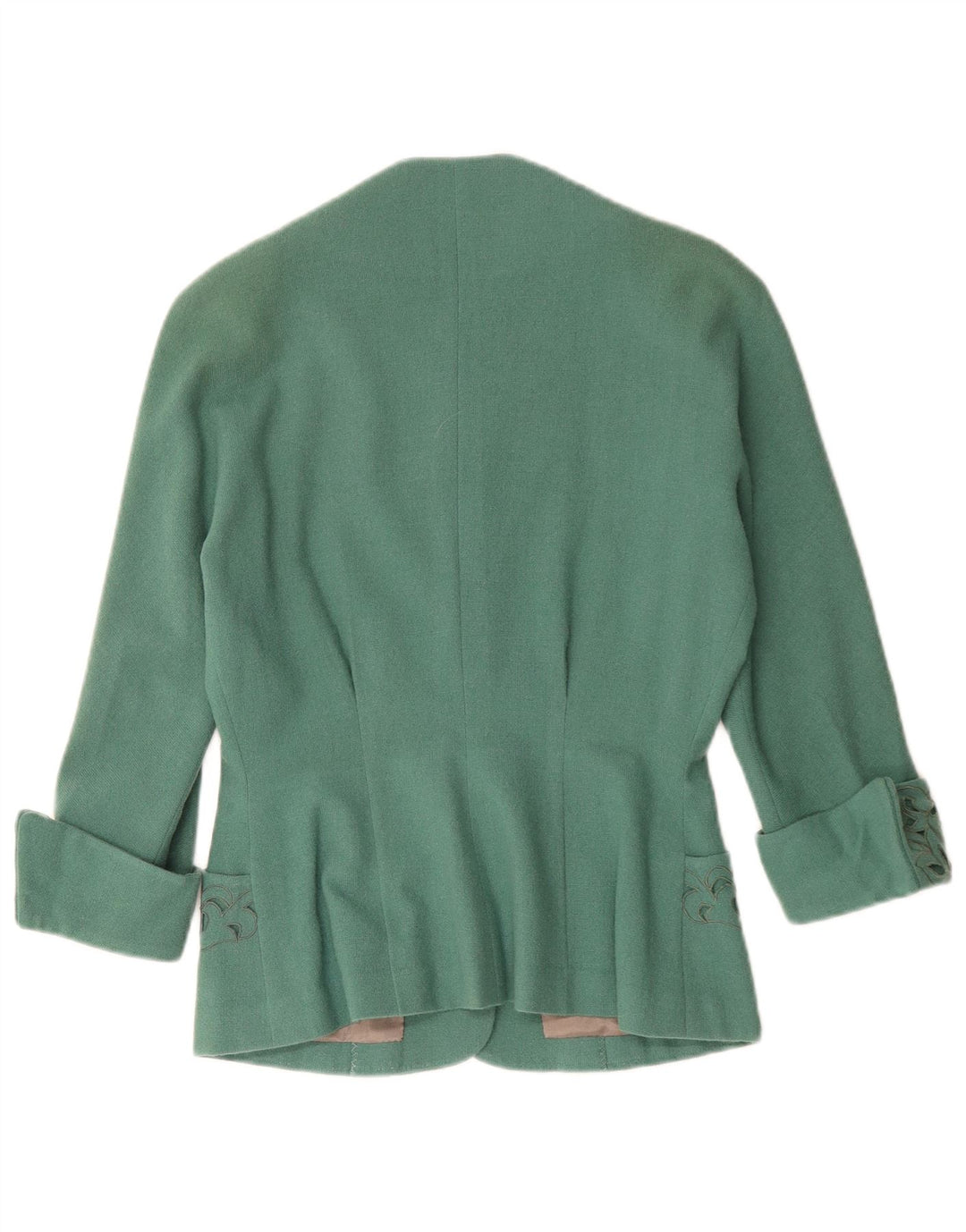 Jaqueta Blazer Feminina Vintage com 3 Botões Reino Unido 12 Paisley Verde Médio