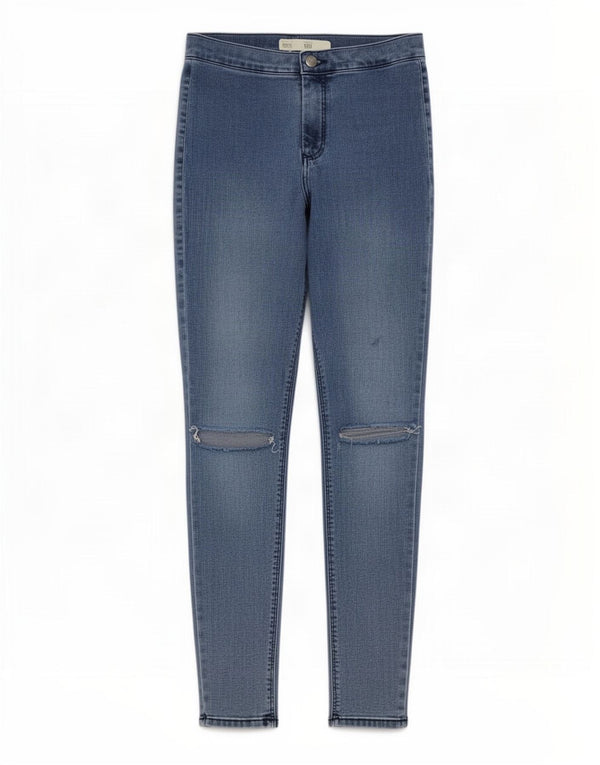 Topshop feminino Joni Crop jeans skinny desgastado W30 L25 algodão azul