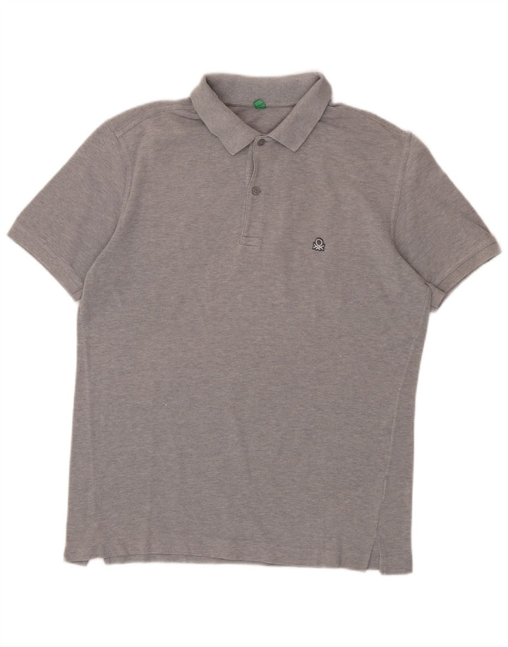 Camisa polo masculina BENETTON cinza médio