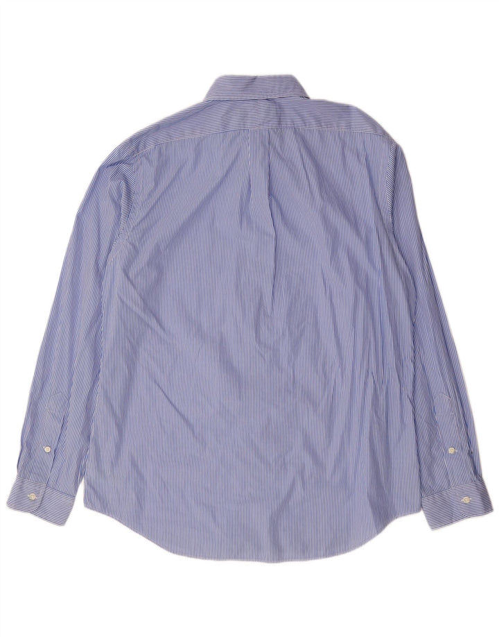 RALPH LAUREN Camisa masculina elástica grande algodão risca de giz azul