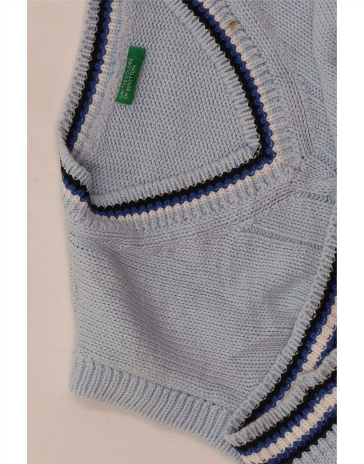 Benetton Boys Vest Tank Top 7-8 Anos Listrado Azul