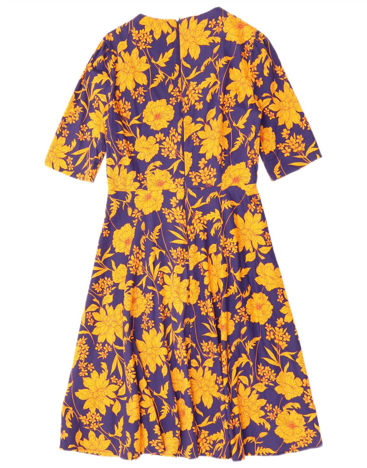 Vestido feminino JOE BROWNS evasê Reino Unido 10 algodão floral azul pequeno