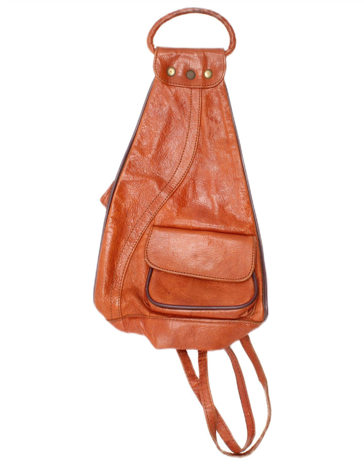 Mochila feminina de couro vintage tamanho único L8 marrom