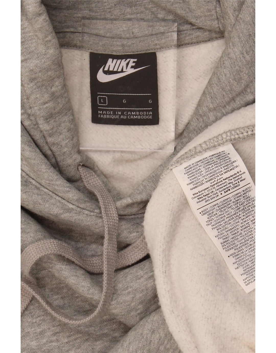 NIKE Mens Hoodie Jumper Grande Algodão Cinza
