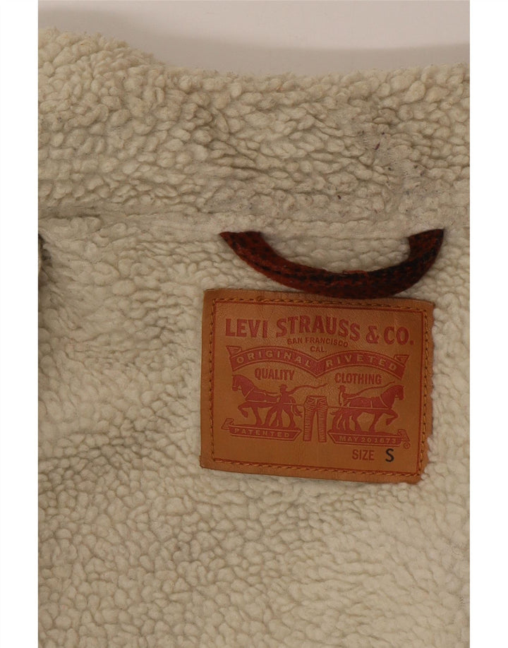 Jaqueta masculina Sherpa Levi's UK 36 poliéster xadrez marrom pequeno