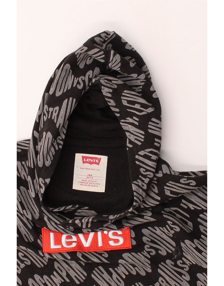 LEVI'S Boys Graphic Hoodie Jumper 13-14 Years Black Cotton Vintage Levi's and Second-Hand Levi's from Messina Hembry 