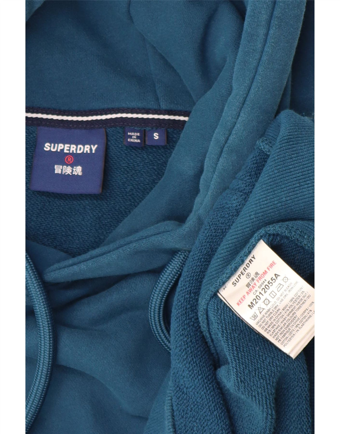 SUPERDRY moletom com capuz masculino gráfico pequeno azul algodão