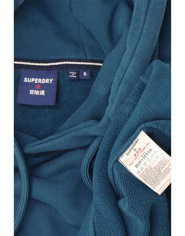 SUPERDRY moletom com capuz masculino gráfico pequeno azul algodão