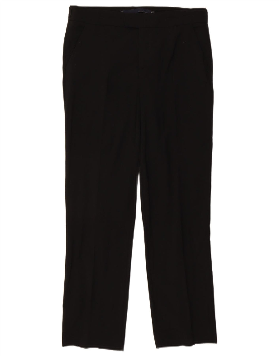 Zara Calça feminina reta de terno pequeno W26 L26 lã preta