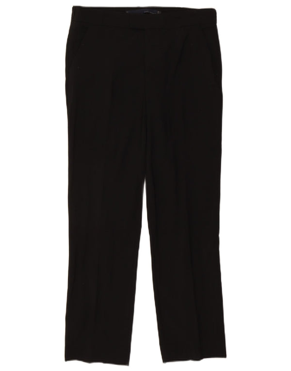 Zara Calça feminina reta de terno pequeno W26 L26 lã preta