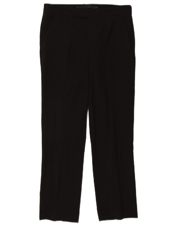 Zara Calça feminina reta de terno pequeno W26 L26 lã preta