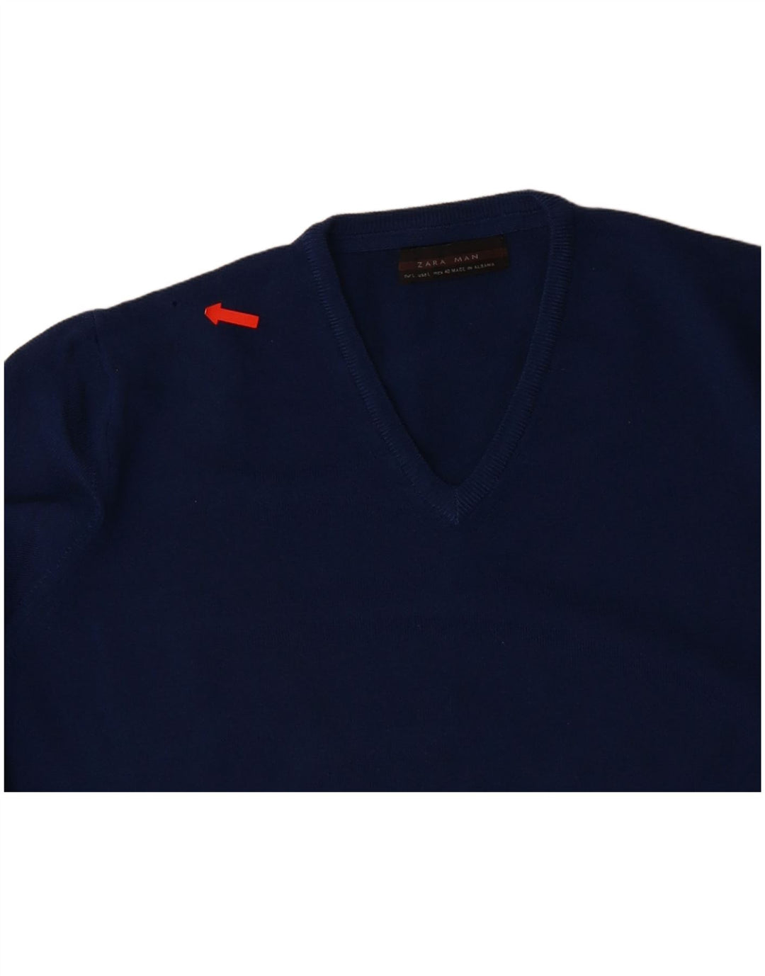 Suéter masculino ZARA com decote em V grande azul marinho