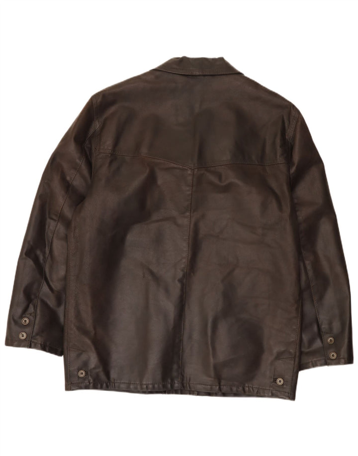 Jaqueta de couro masculina vintage IT 50 grande couro marrom