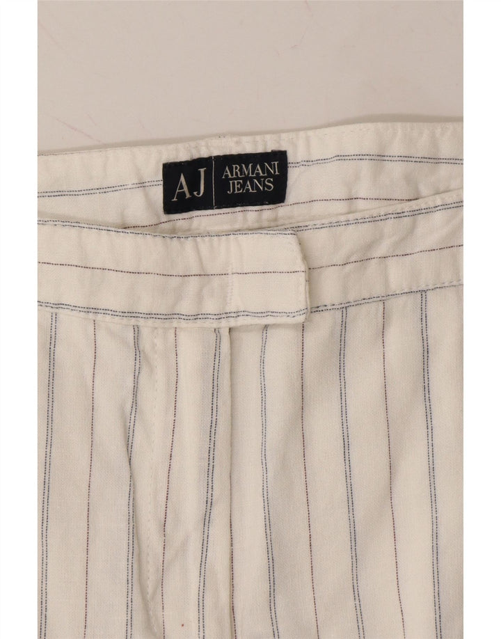 ARMANI Womens Slim Chino Trousers W32 L28 White Pinstripe Vintage Armani and Second-Hand Armani from Messina Hembry 