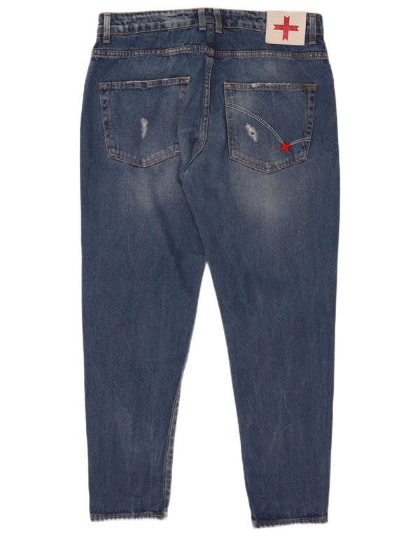 Zu Elements Jeans masculino cenoura slim desgastado W32 L28 algodão azul