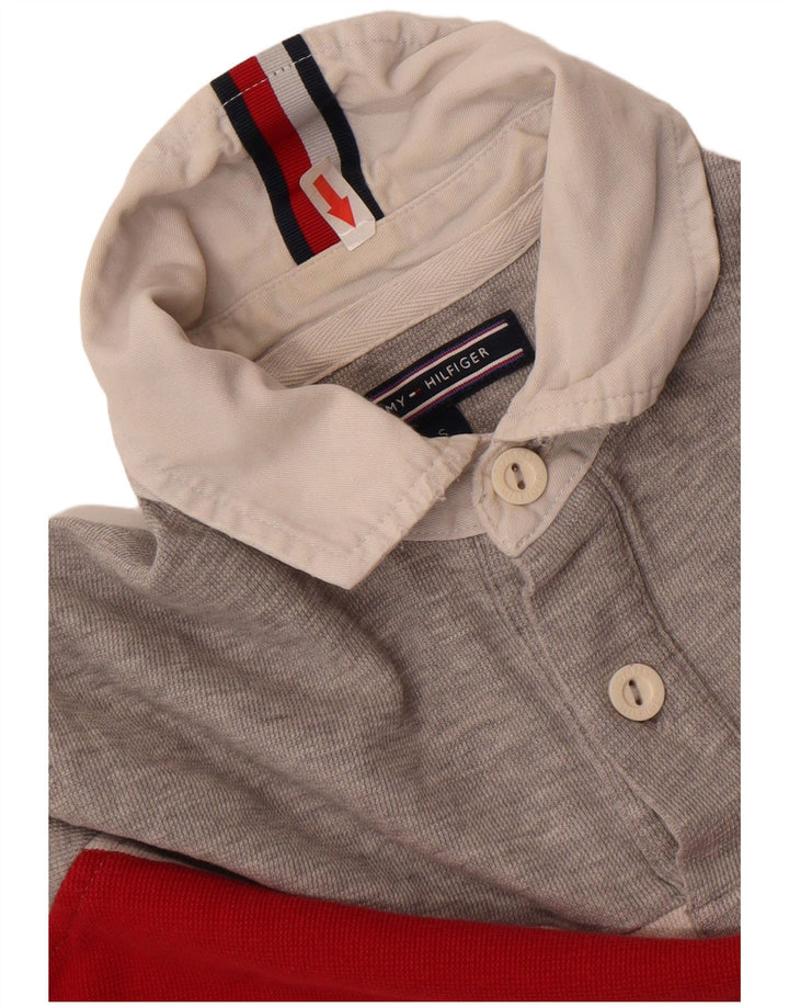 Camisa polo masculina Tommy Hilfiger Slim Fit pequena listrada cinza