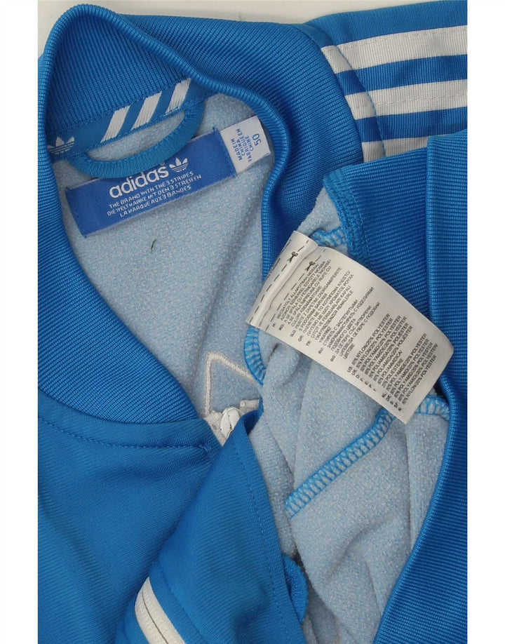 Adidas Mens Graphic Tracksuit Top Jacket IT 50 Médio Azul Nylon