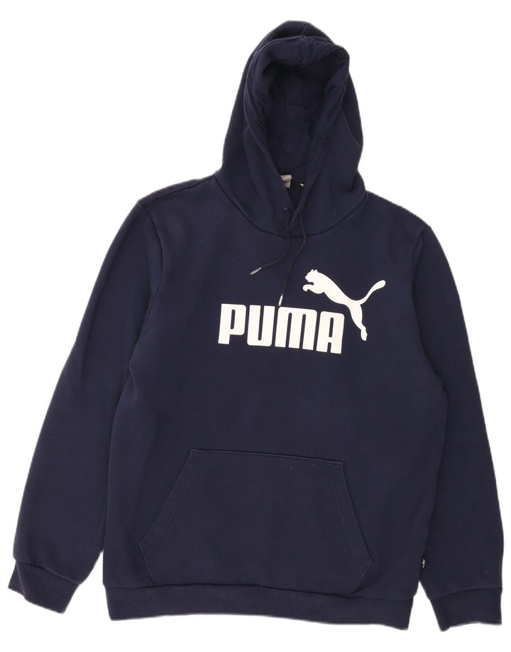 Puma masculino gráfico moletom com capuz médio algodão azul marinho
