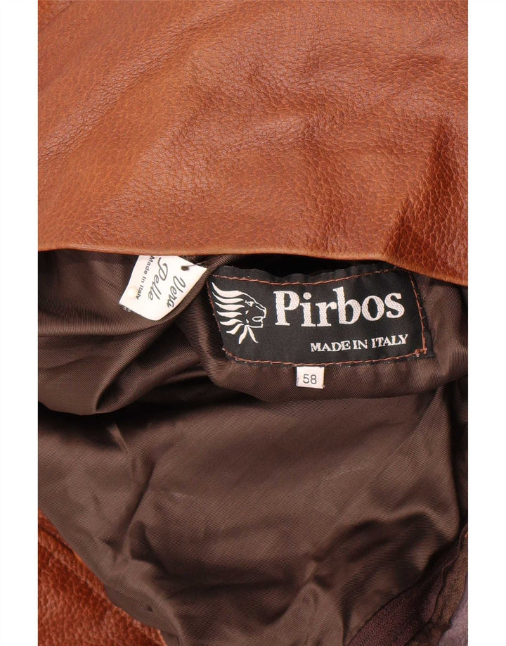 Jaqueta de couro masculina Pirbos IT 58 4XL marrom