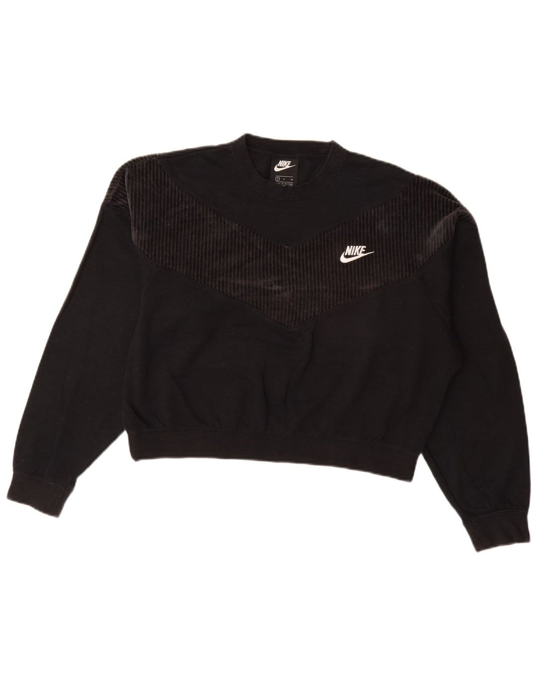 NIKE Womens Oversized Sweatshirt Jumper UK 10 Pequeno Algodão Preto