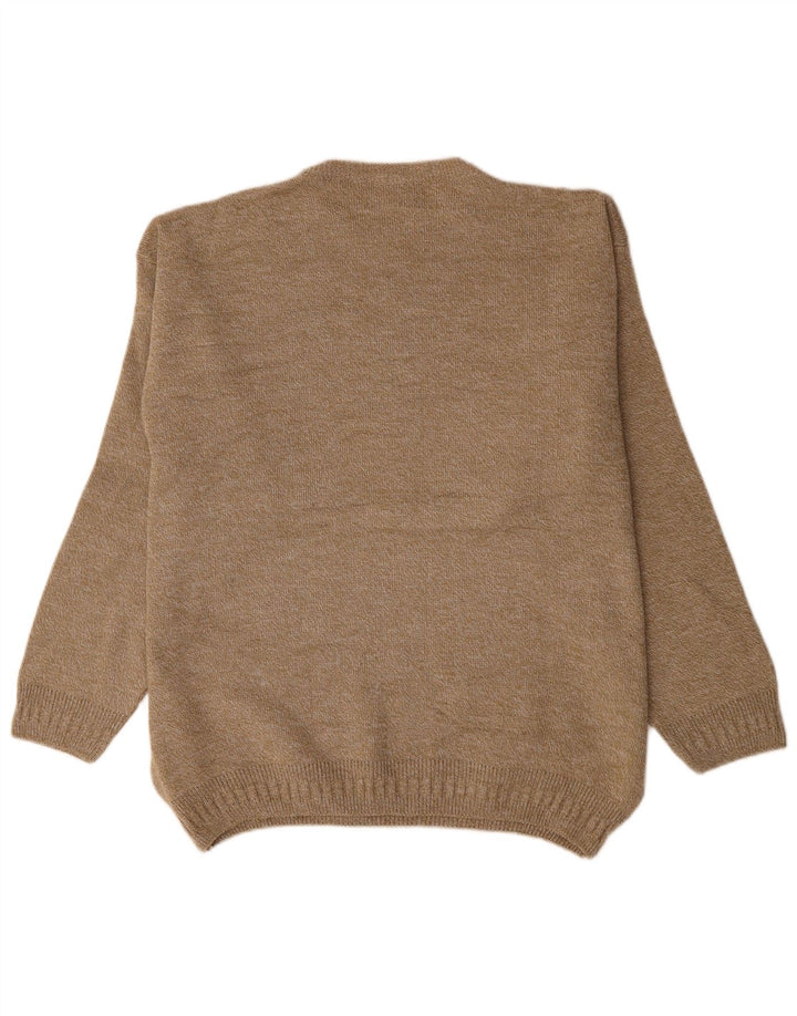 Suéter masculino VINTAGE com gola redonda 2XL bege geométrico