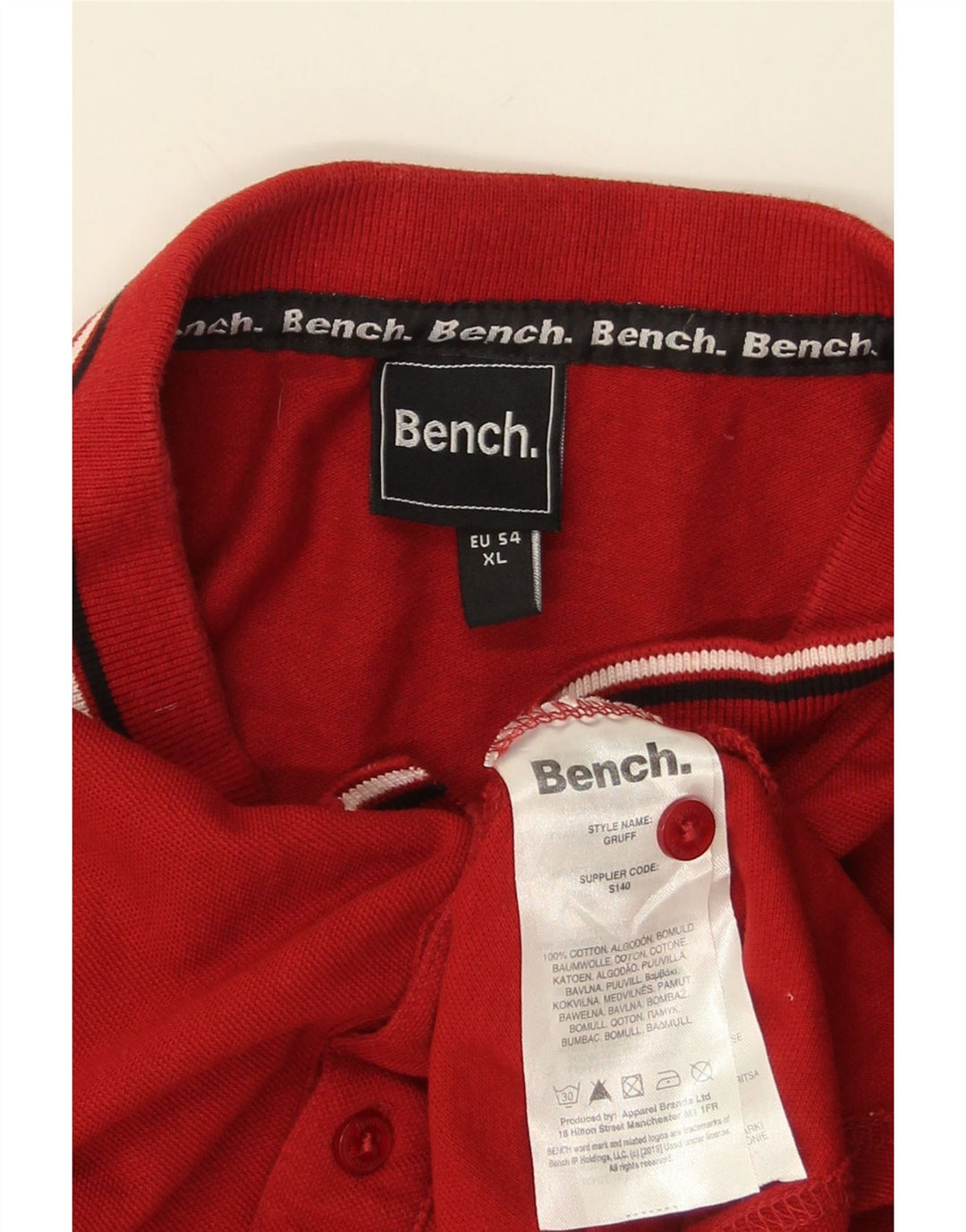 Camisa polo masculina BENCH XL algodão vermelho