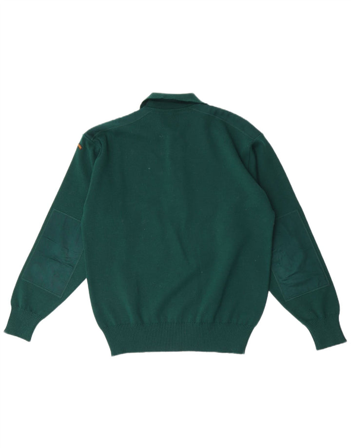 PAUL & SHARK Suéter masculino com gola polo e lã verde pequena