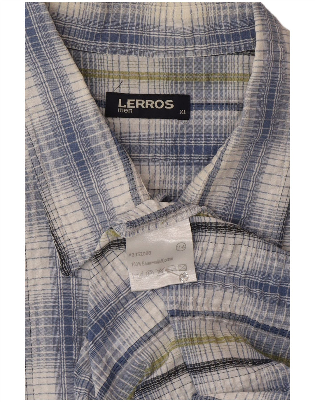 Camisa masculina Lerros manga curta regular fit XL azul xadrez algodão