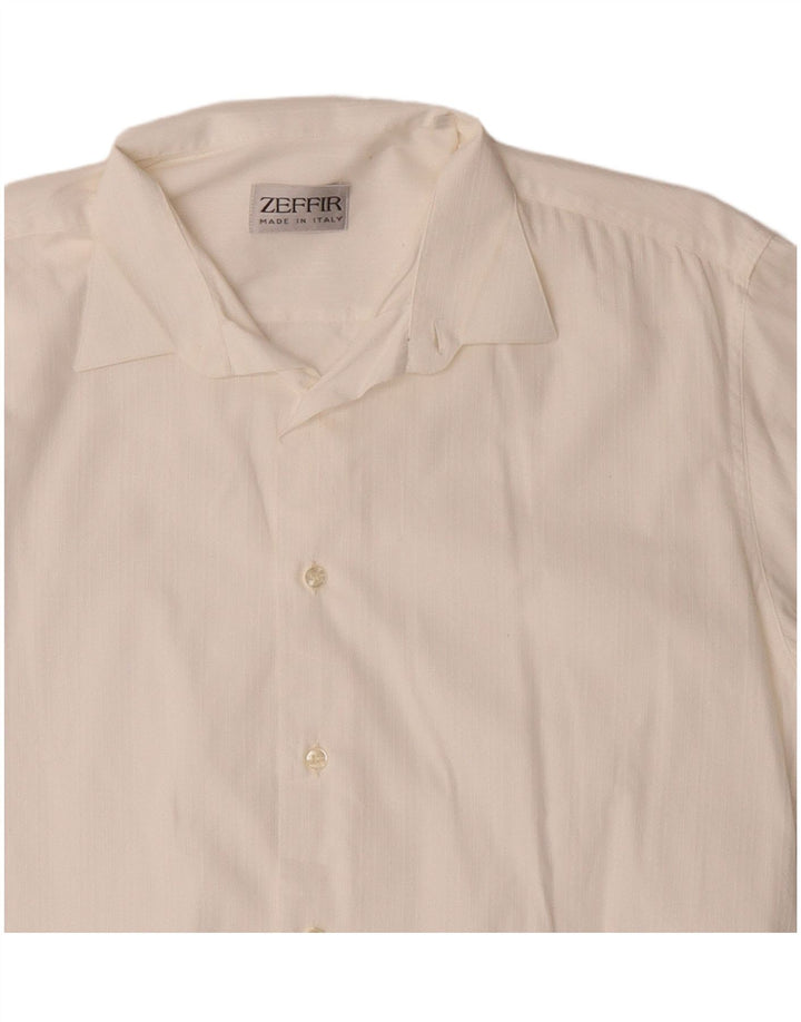 Camisa masculina vintage de algodão branco médio