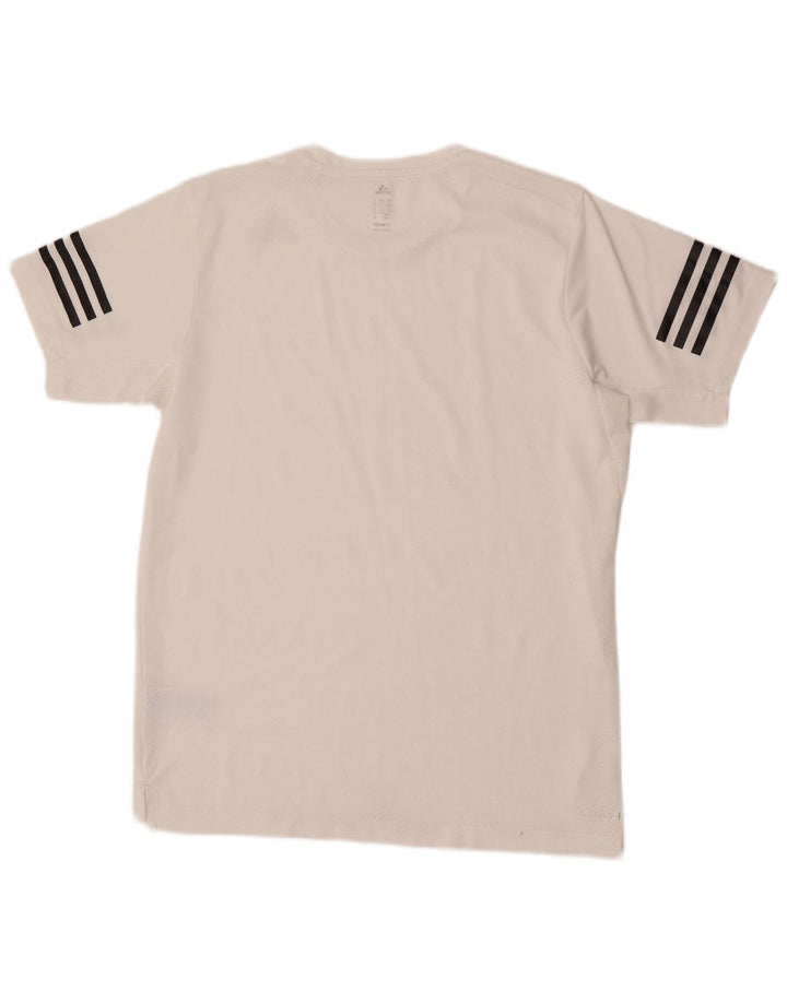 Adidas Mens Camiseta Top Médio Poliéster Branco