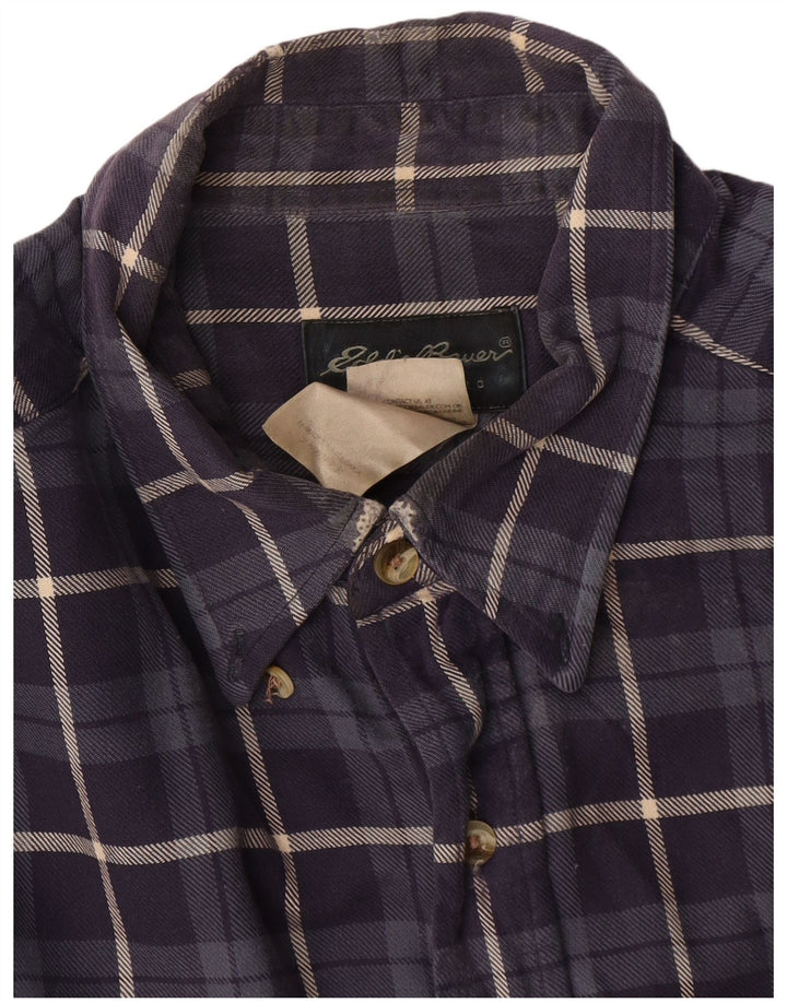 Camisa masculina de flanela Eddie Bauer grande algodão xadrez azul marinho